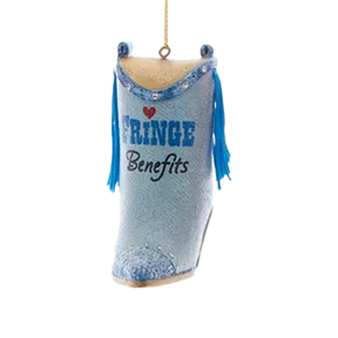 Cowboy Boot With Fringe Ornament - Blue