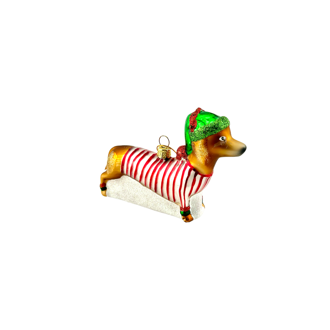 Festive Pup Ornament - Elf Hat