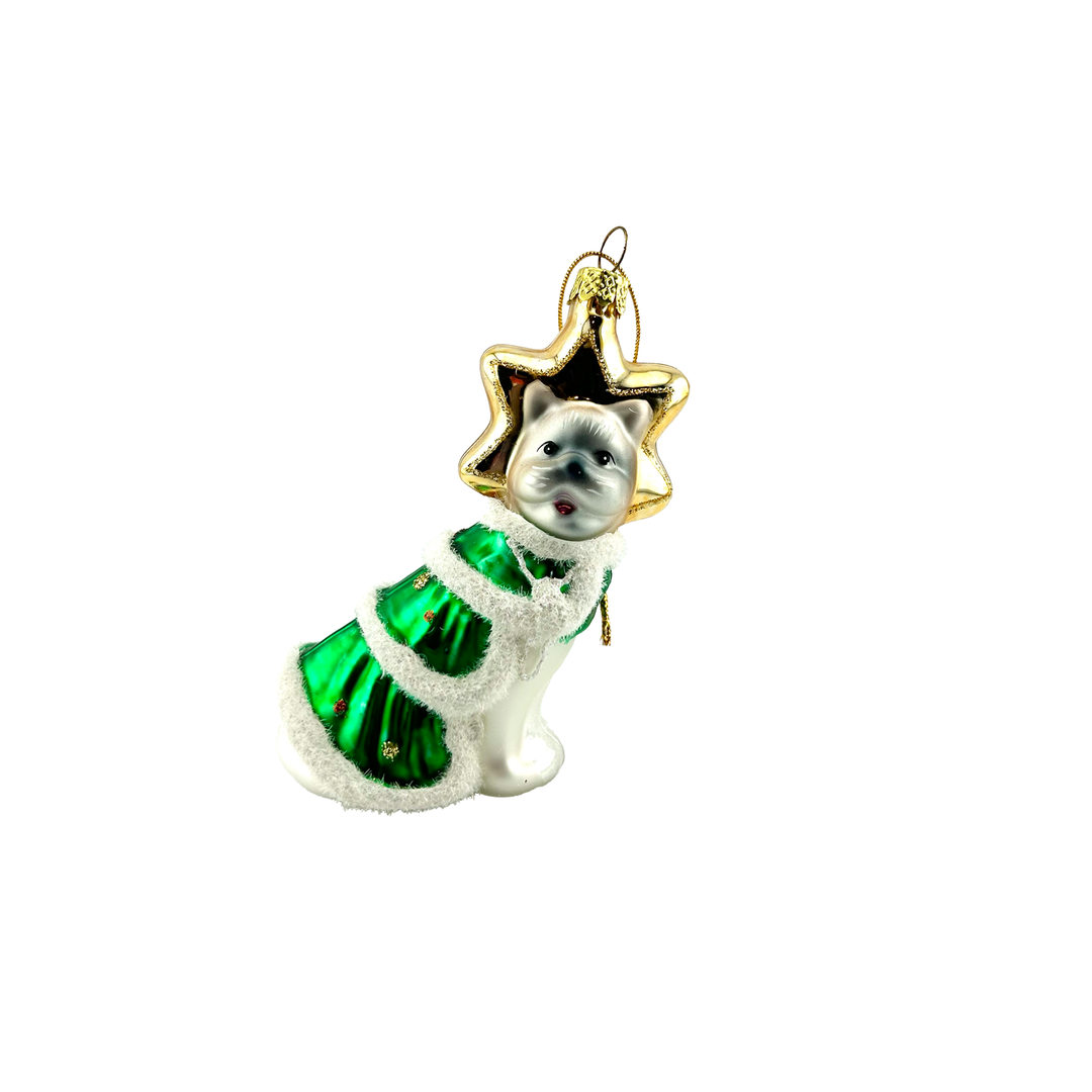 Festive Pup Ornament - Tree With Star Hat