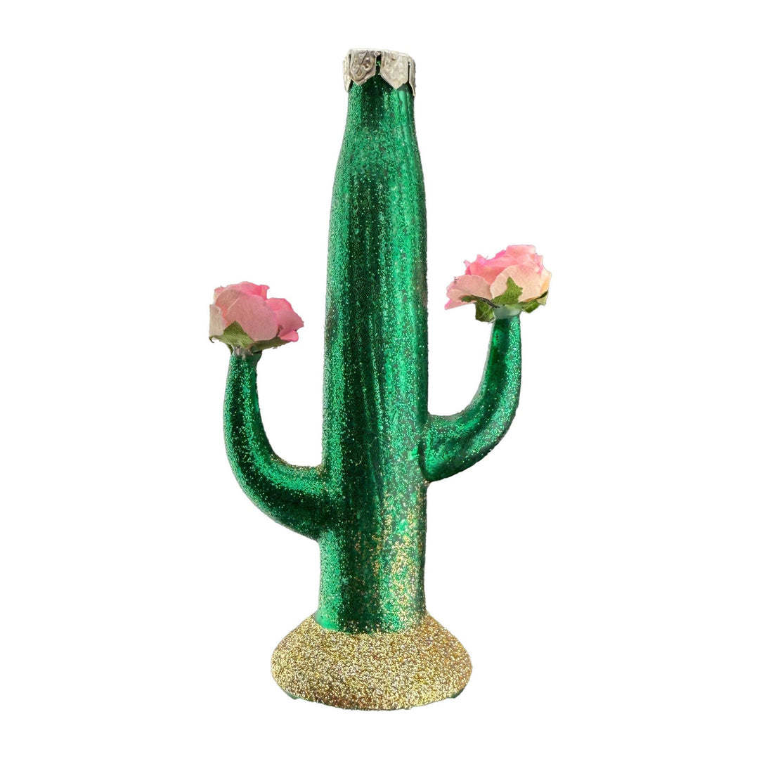 Glittered Cactus Ornament - Dark Green