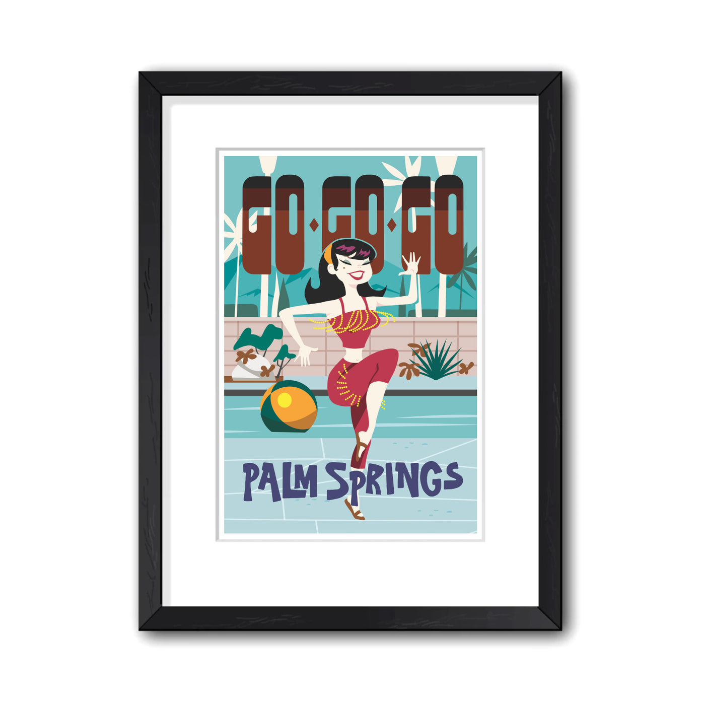 Palm Springs GO GO GO Print 13" x 19" (Framed)