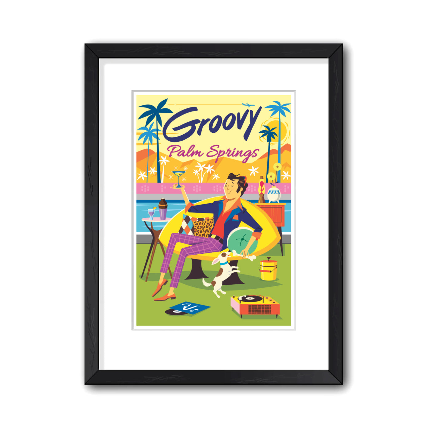 Palm Springs Groovy Guy Yellow Print 8" x 10" (Framed)