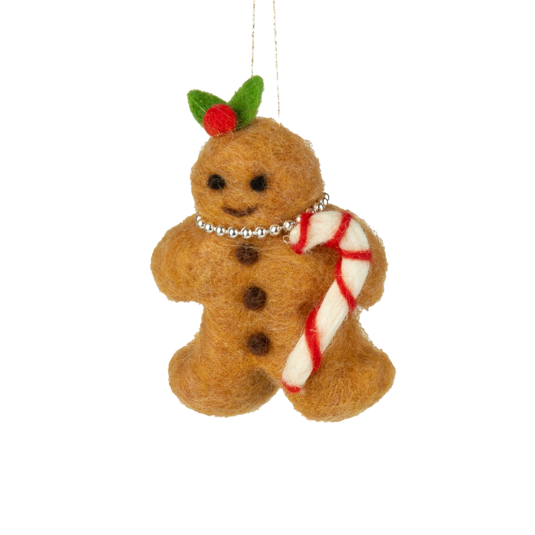 Gingerbread Felt Ornament - Pearls