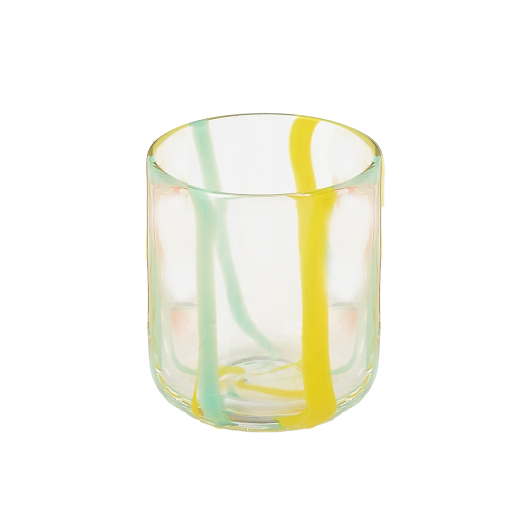 Striped Drinking Glass - Green & Yellow Striped