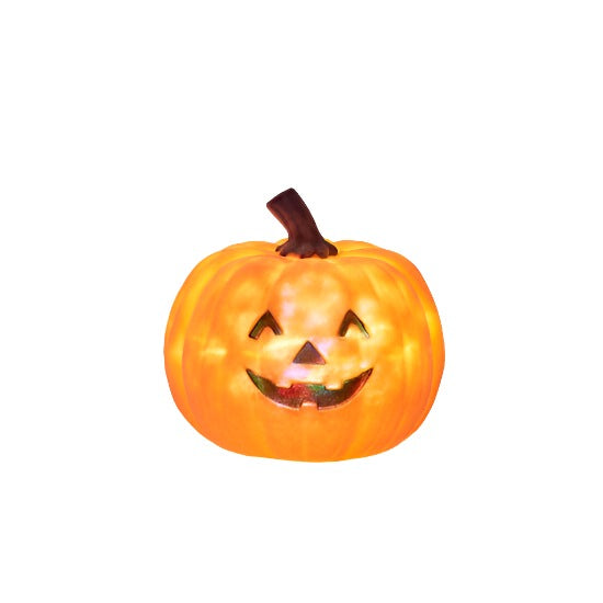 Flocked Jack-O-Lantern With Revolving Lights - 9"