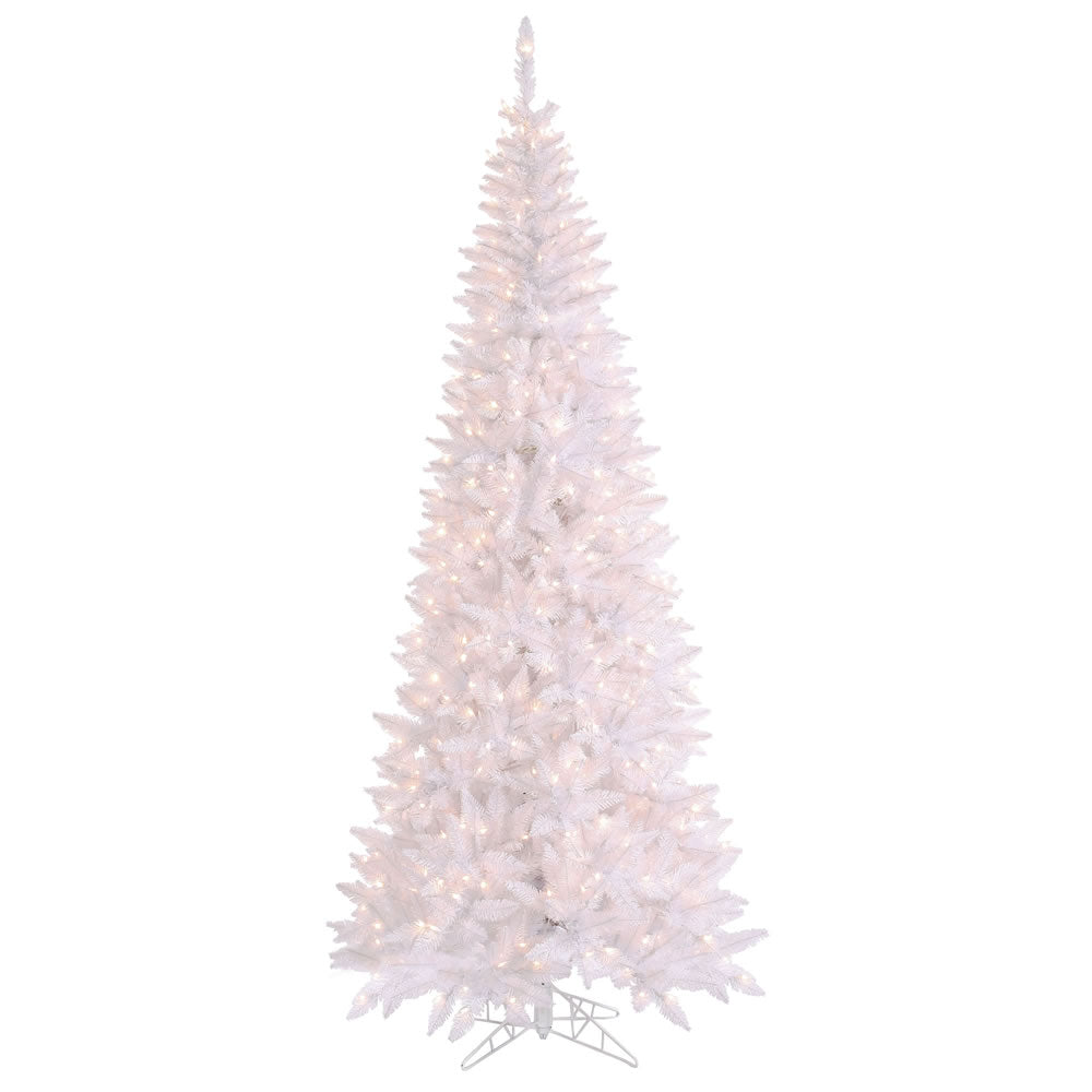 White Slim Fir Tree - 4.5' x 24" Pre-Lit With 200 Warm White LED Lights