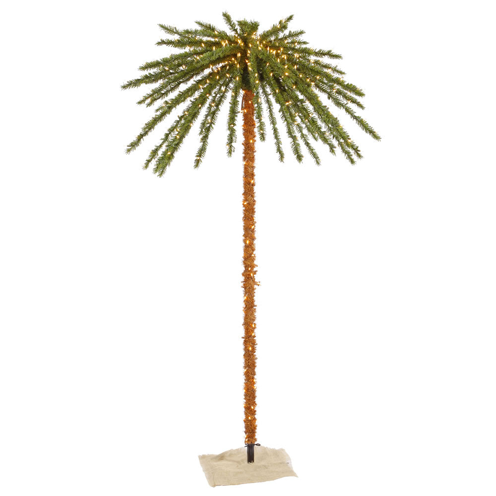 Outdoor Palm Tree - 7' Pre-Lit With 500 Warm White Dura-Lit LED Lights