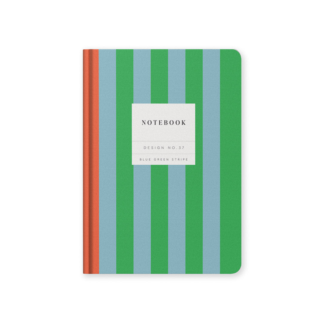 Design No.37 Blue Green Stripe Hardback Notebook