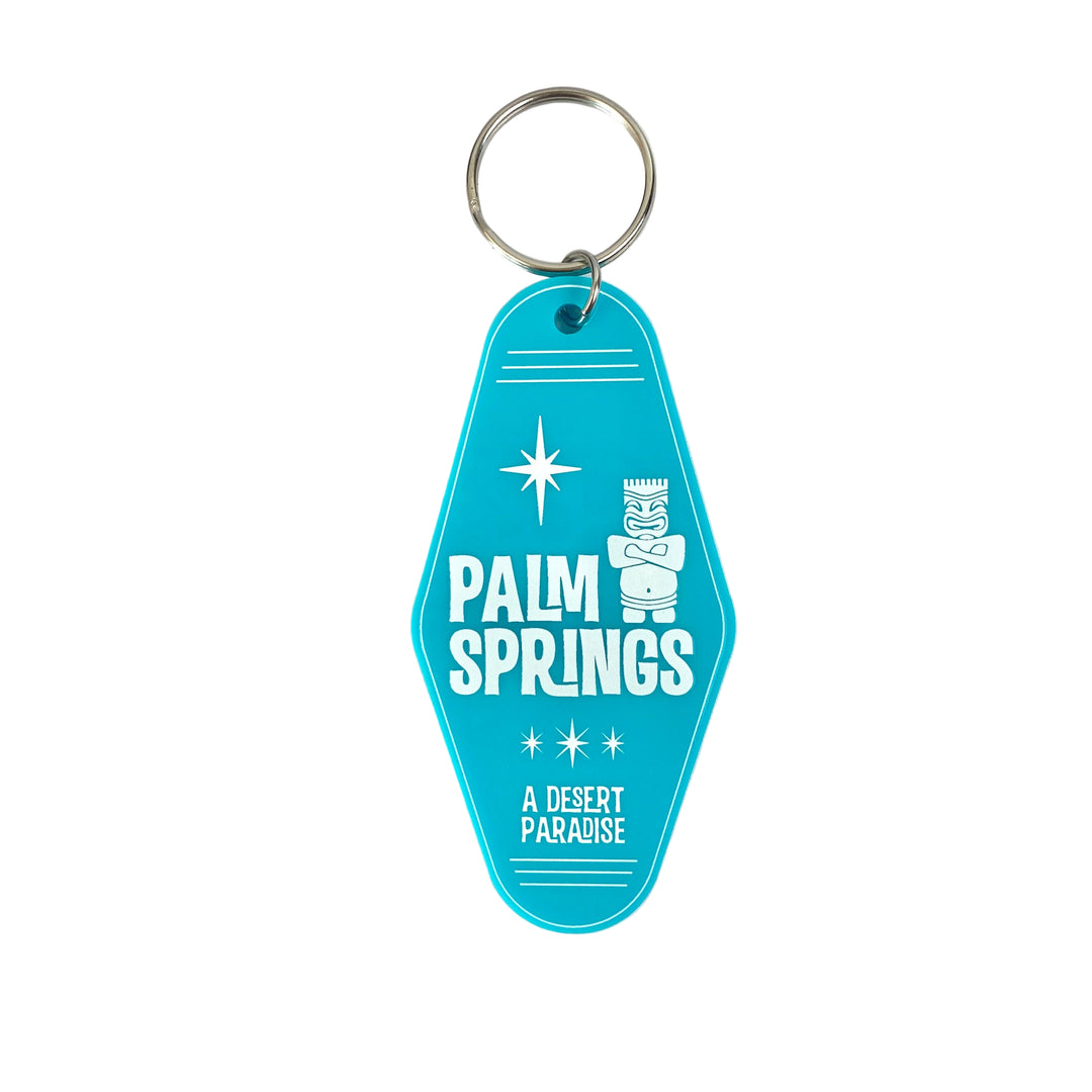 Palm Springs Tiki Time Motel Keychain - Aqua