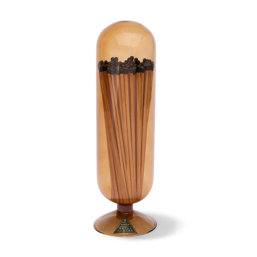 Amber Fireplace Match Cloche With Black Tipped Matches