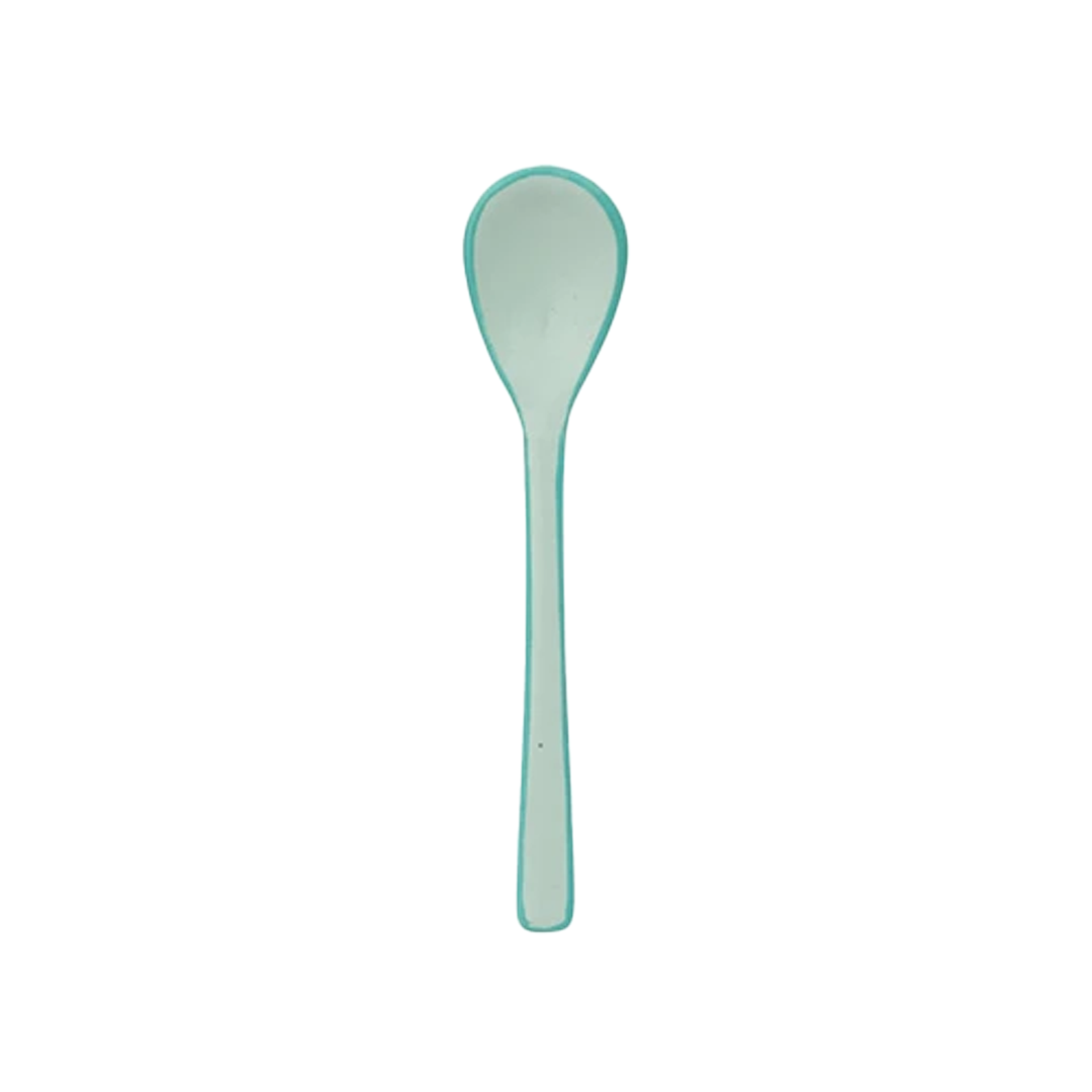 Enameled Stainless Steel Salt & Pepper Spoon - Light Blue With Blue Trim