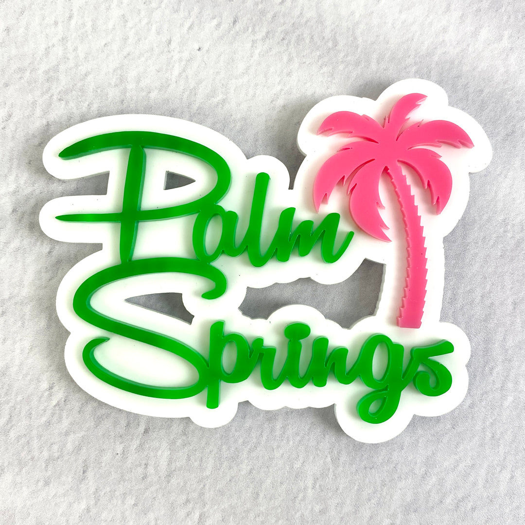 Palm Springs Script With Palm Tree Magnet - Lime Green
