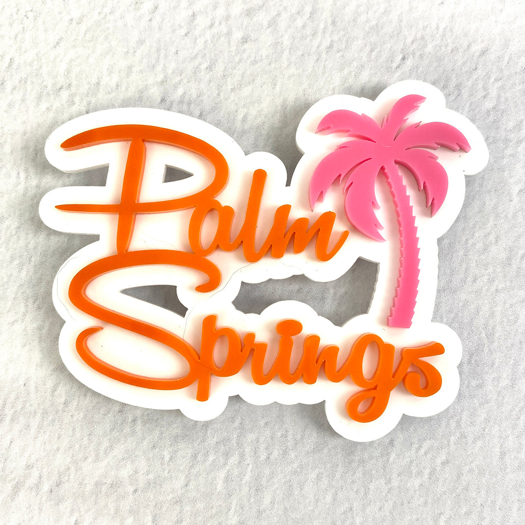 Palm Springs Script With Palm Tree Magnet - Orange