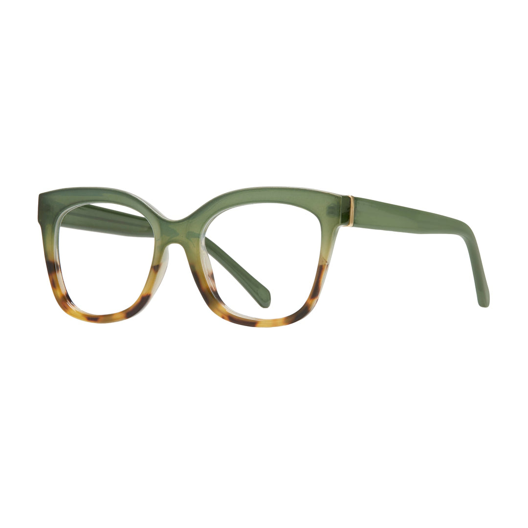 Morgan Blue Light Reading Glasses - Green & Brown Tortoise