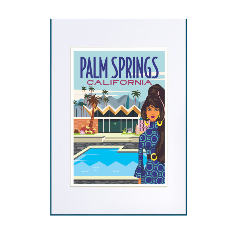 Palm Springs Mod Gal Print 5" x 7" (Blue Frame)