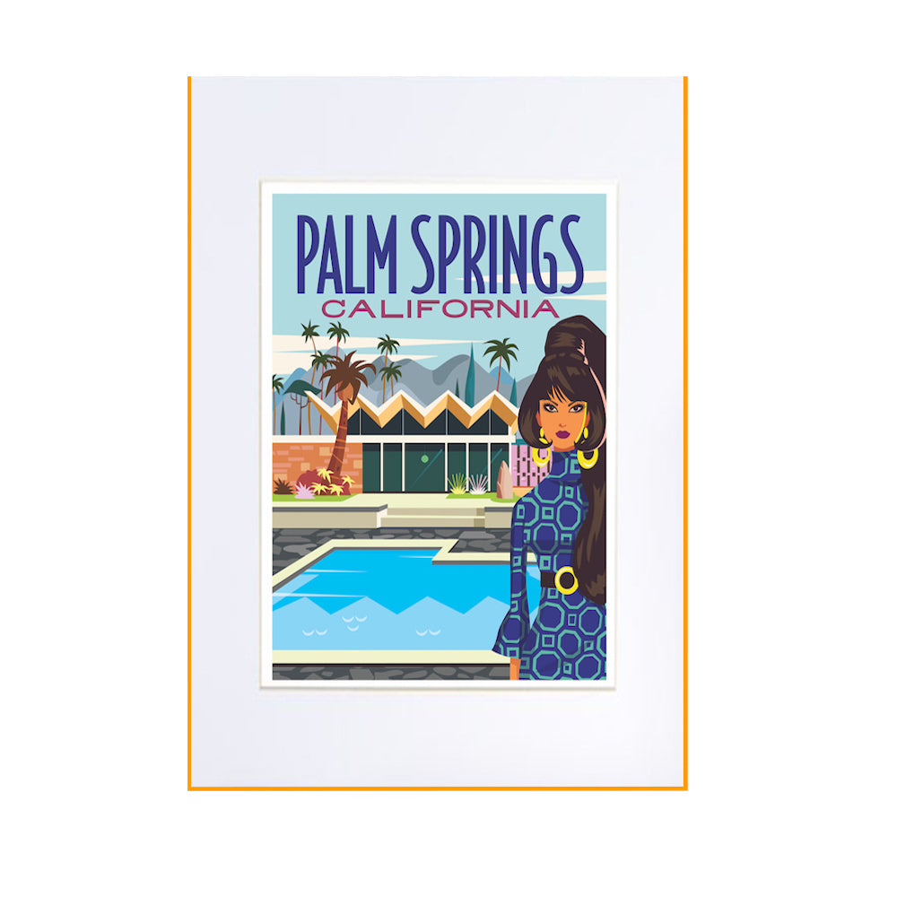 Palm Springs Mod Gal Print 5" x 7" (Orange Frame)