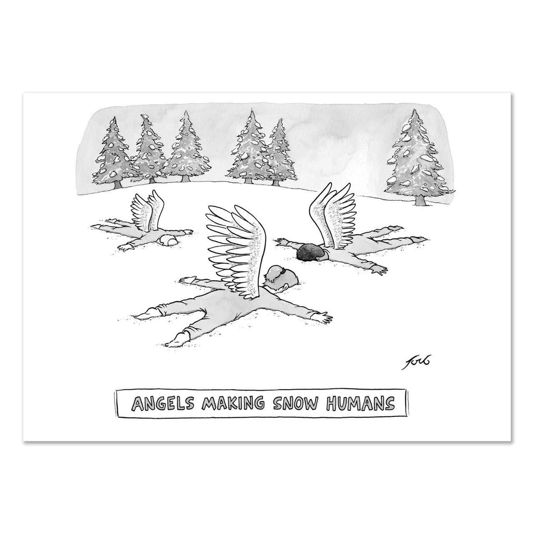 Angels Making Snowhumans Holiday Card