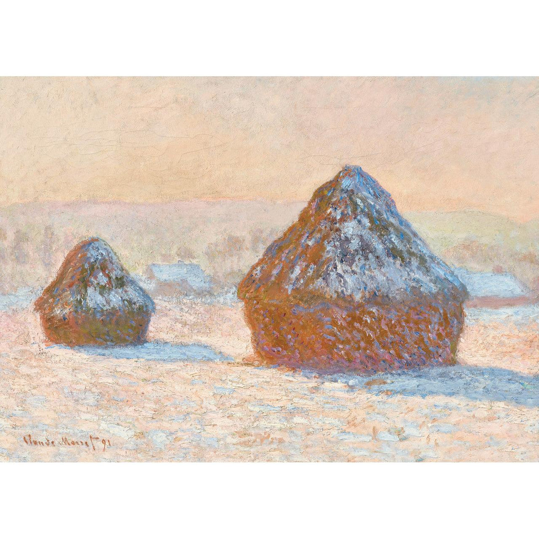 Wheatstacks, Snow Effects, Morning Holiday Card