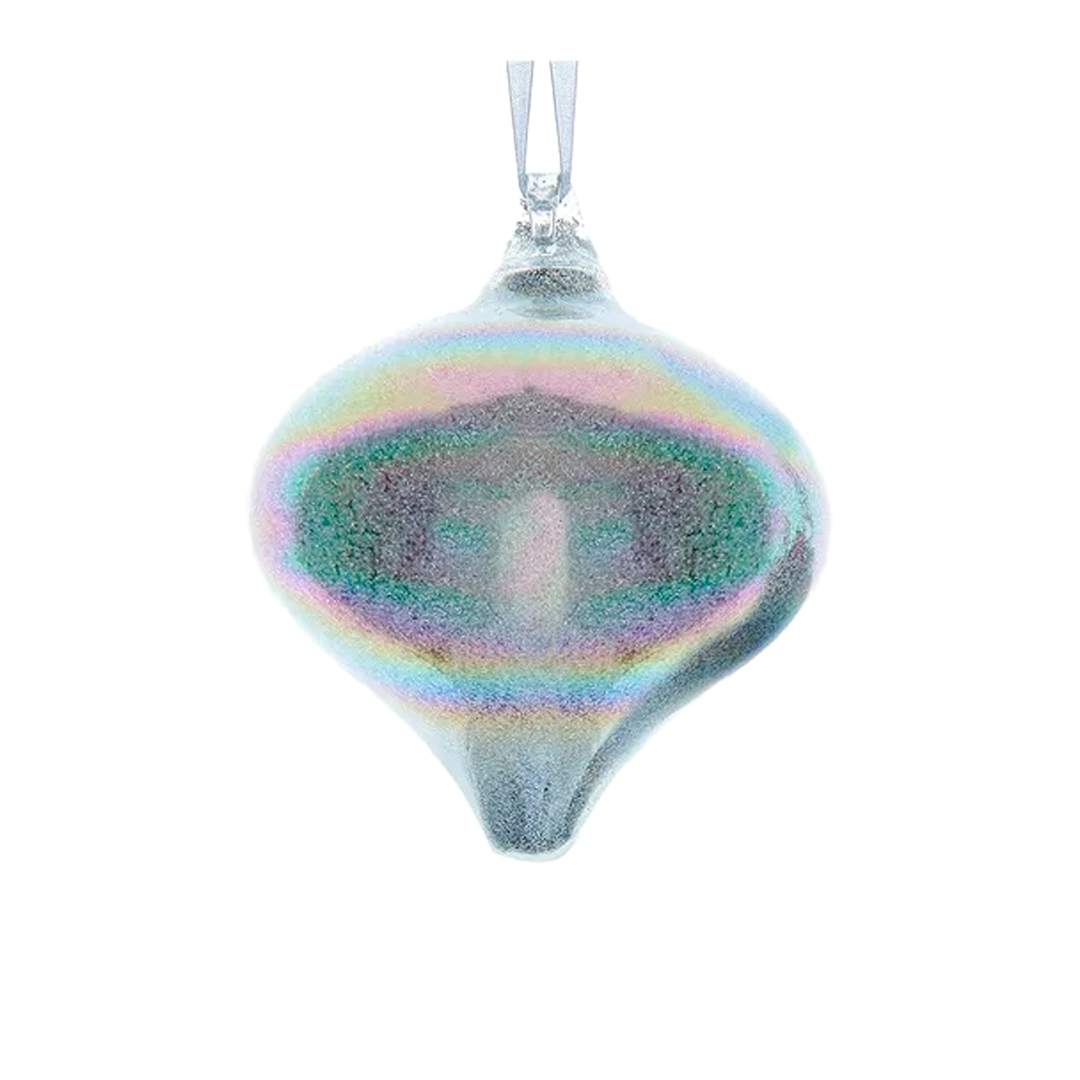 Opalescent Glitter Glass Ornament - Onion