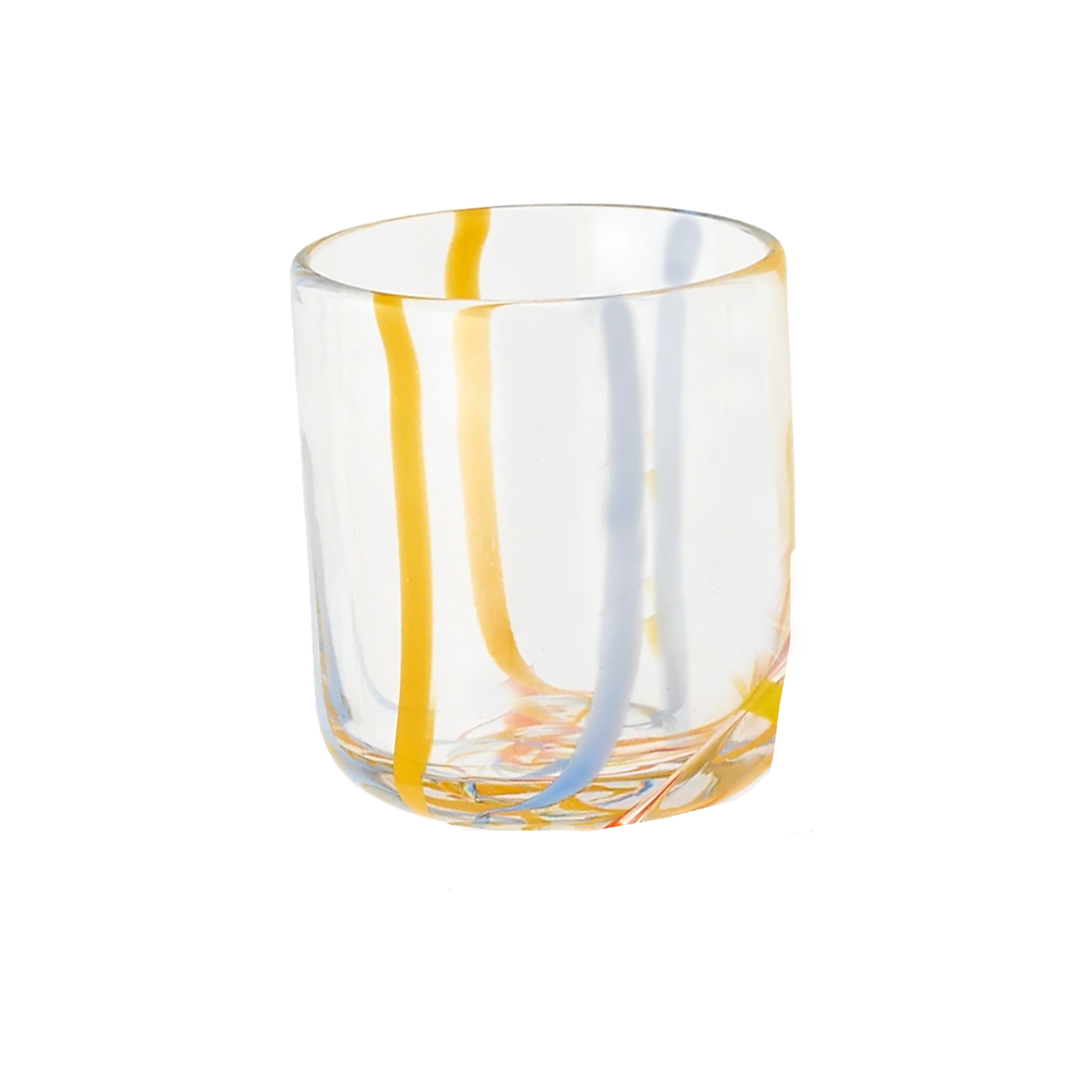 Striped Drinking Glass - Orange & Blue Striped