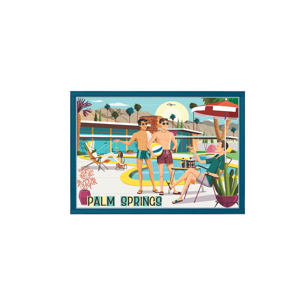 Print: Pool Party Horizontal: 8" x 12" (Blue Acrylic Framed)