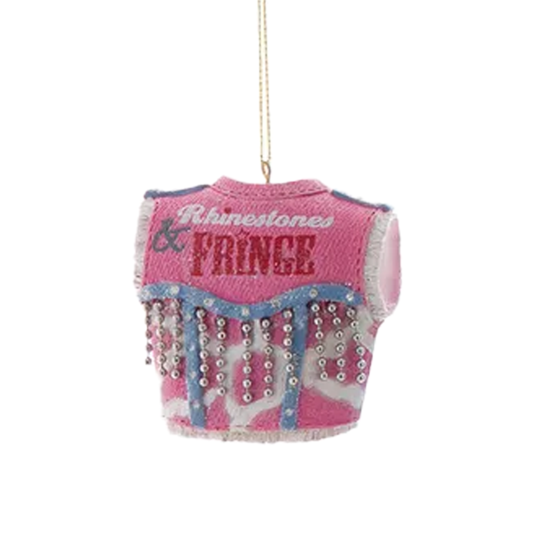 Cowboy Vest Ornament - Pink