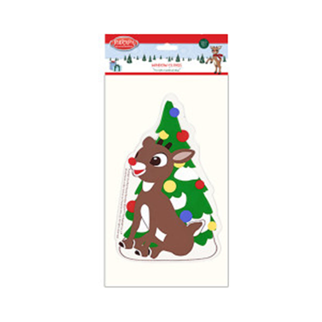 Rudolph Two Sided Window Clings - Rudolph With Tree