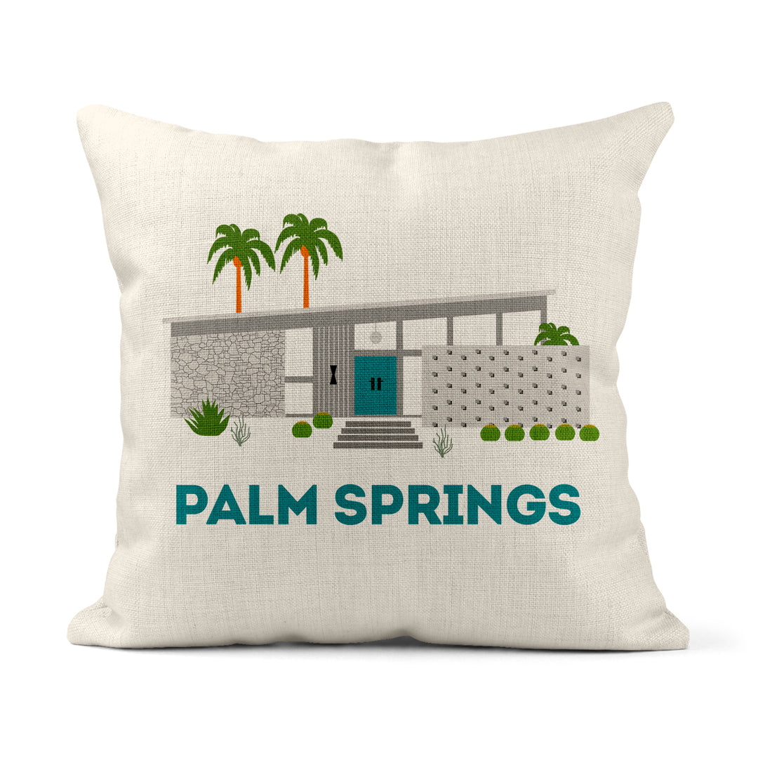 Blue Door Modern House Palm Springs Square Pillow
