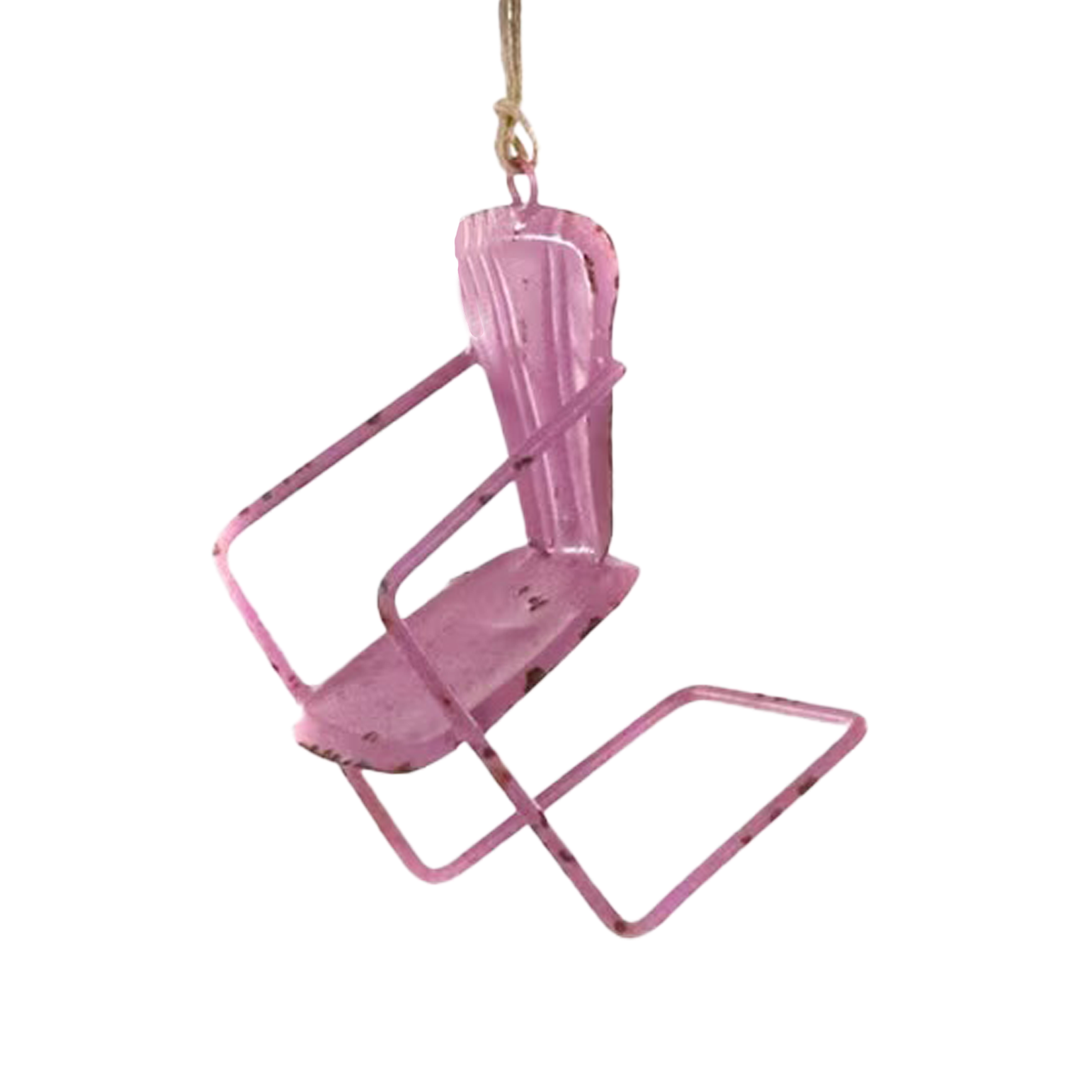 Vintage Scalloped Lawn Chair Ornament - Pink