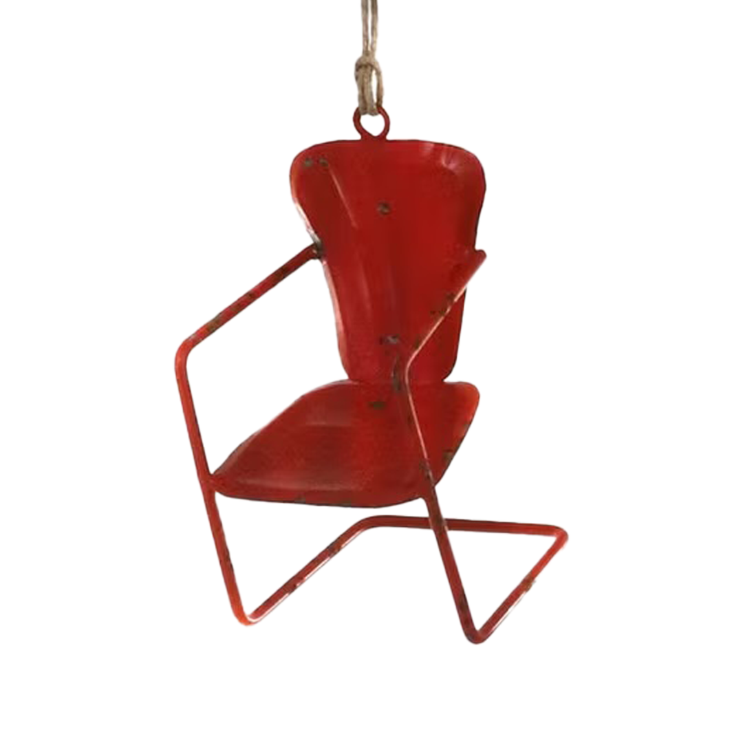 Vintage Scalloped Lawn Chair Ornament - Red