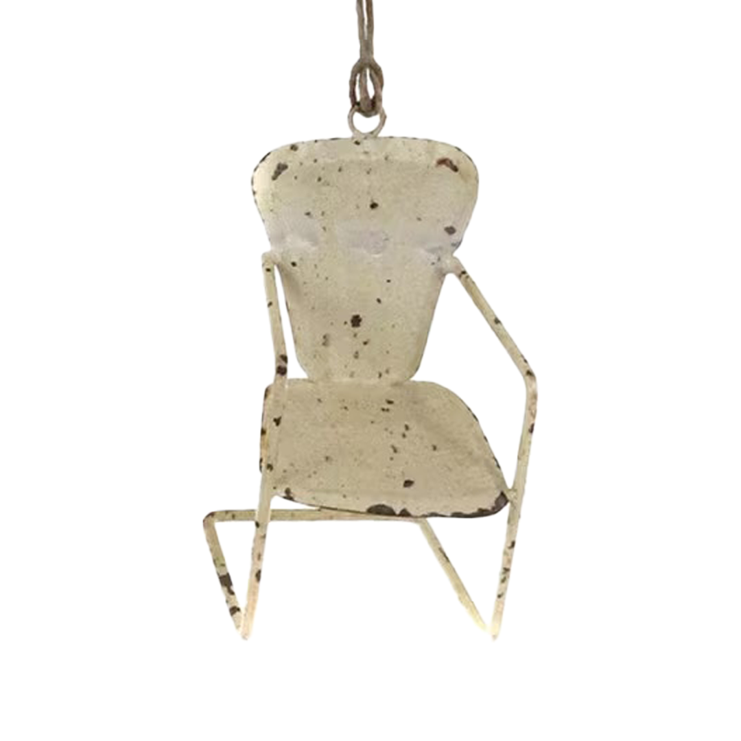 Vintage Scalloped Lawn Chair Ornament - White