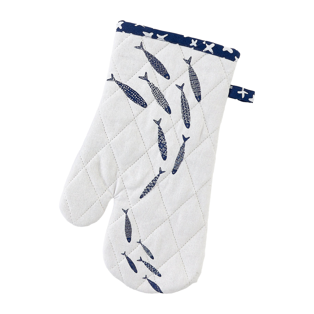 School Of Fish Oven Mitt - White