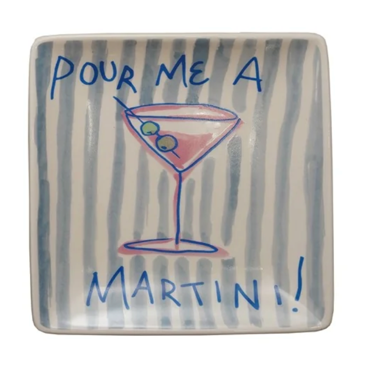 Pour Me A Martini Stoneware Cocktail Plate