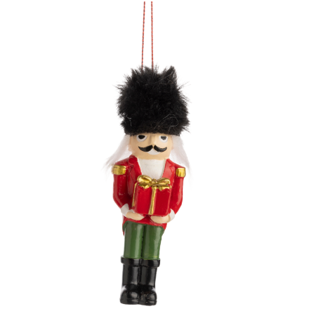 Hand Painted Nutcracker Ornament - Holding Present