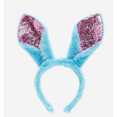 Sequin Bunny Ear Headband - Blue