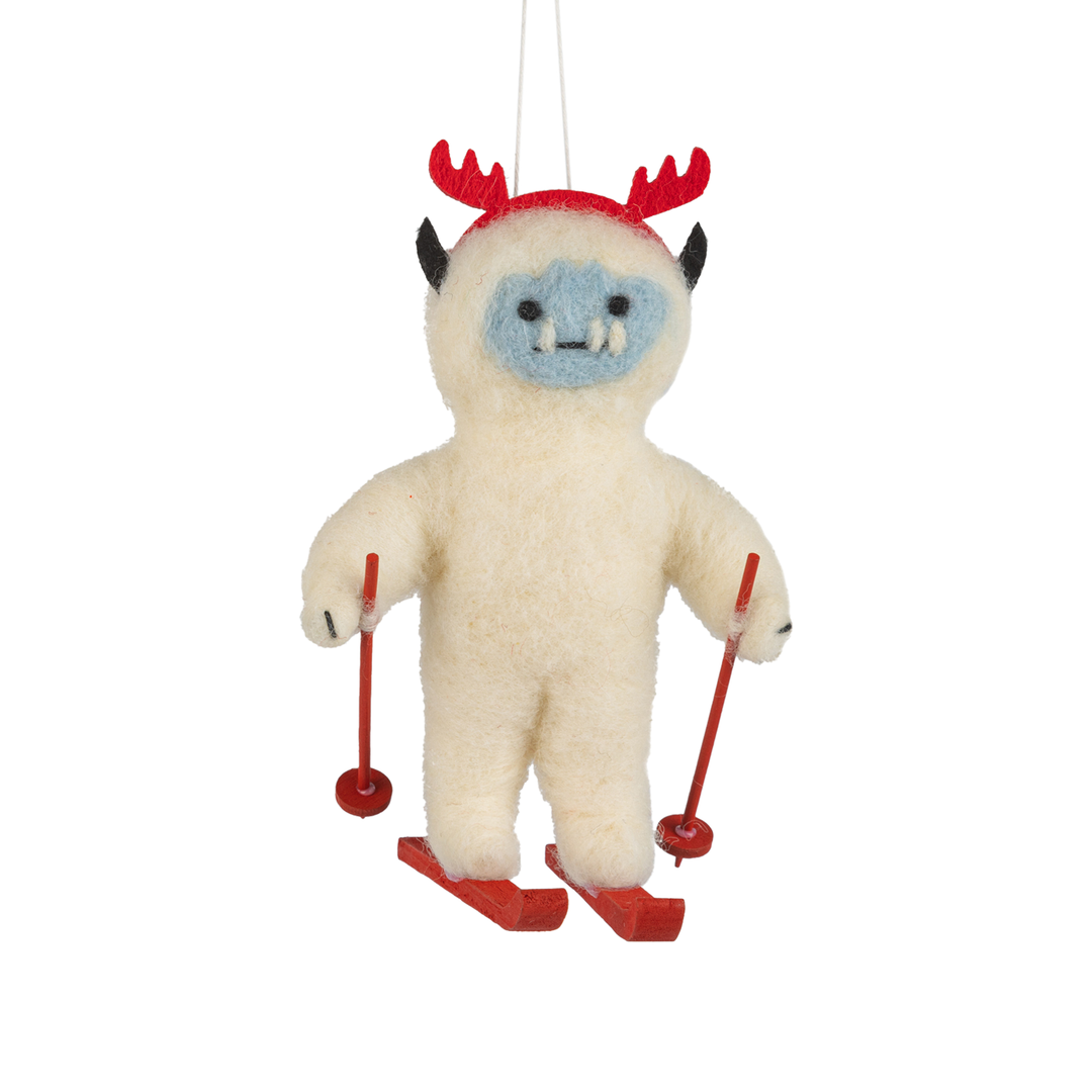 Skiing Yeti Felt Ornament
