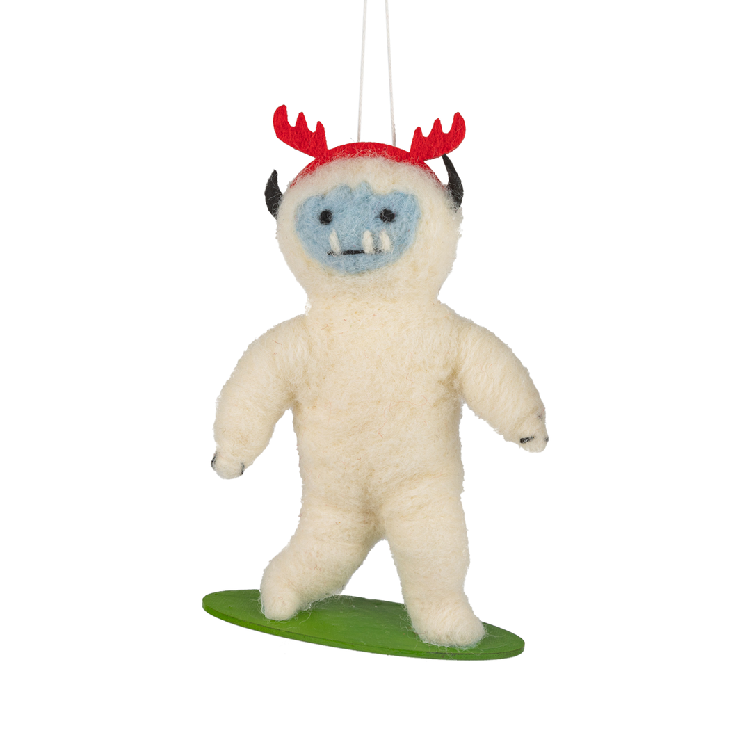 Snowboarding Yeti Felt Ornament