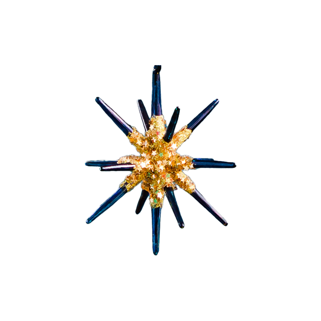 Large Sparkle Starburst Ornament - Dark Blue