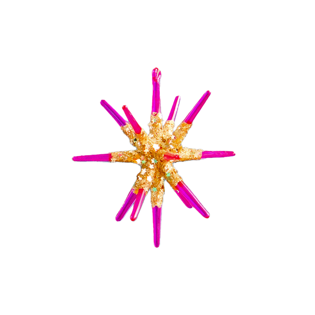 Large Sparkle Starburst Ornament - Hot Pink