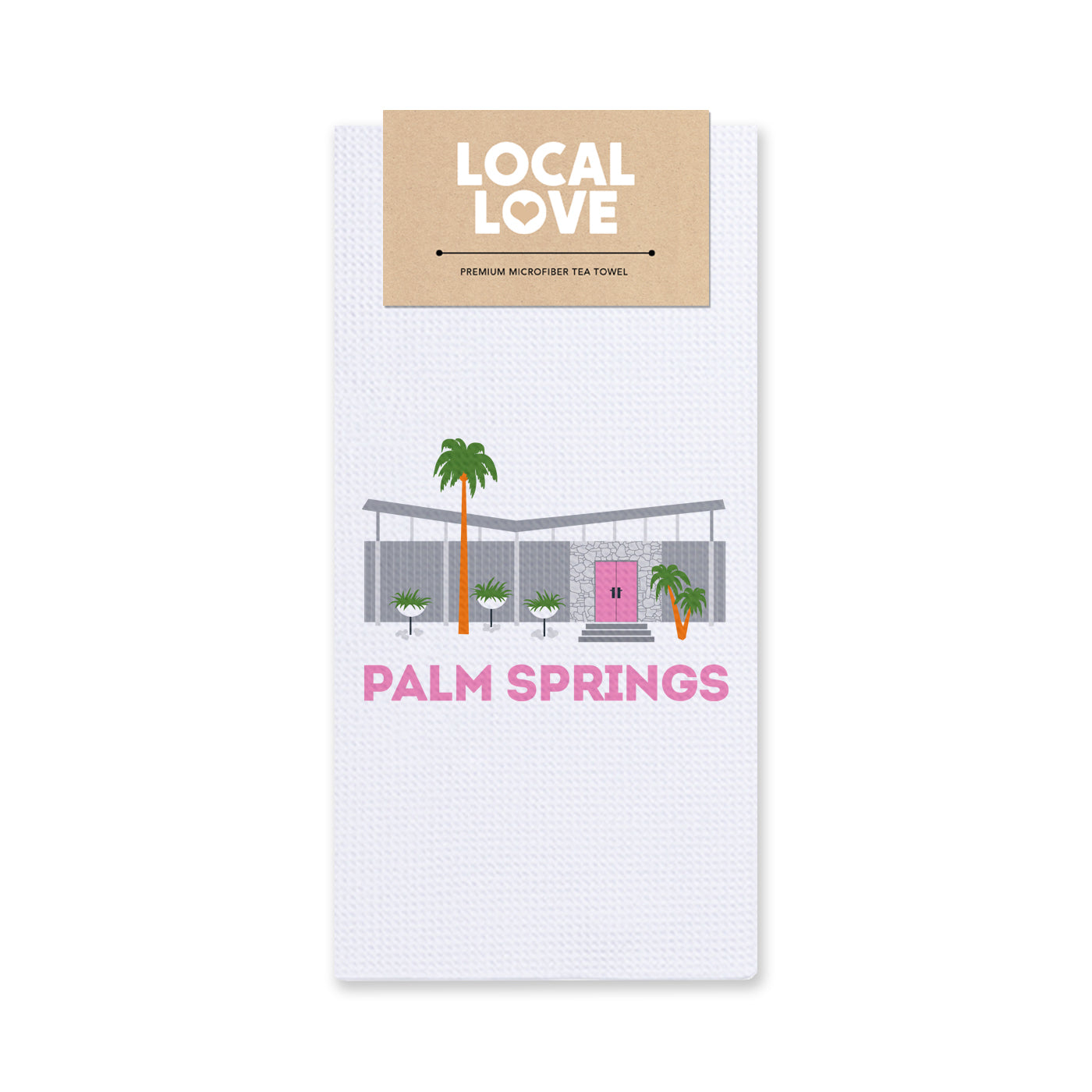 Pink Door Modern House Palm Springs Tea Towel