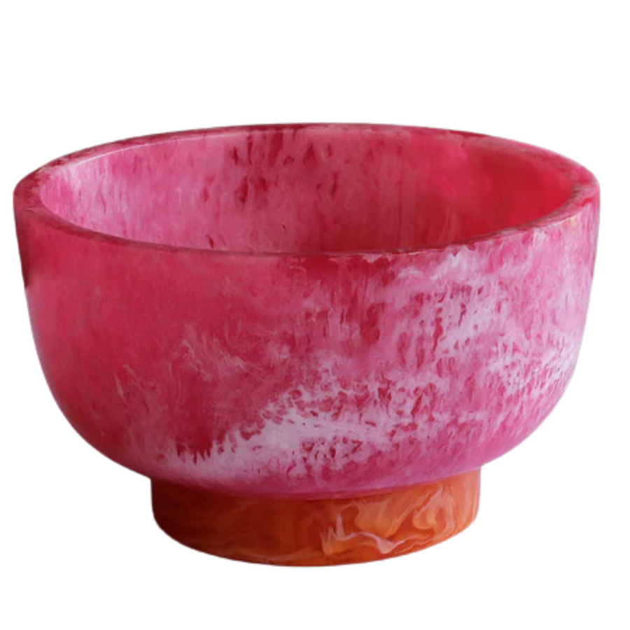 Resin Rio Small Bowl With Base - Pink & Orange
