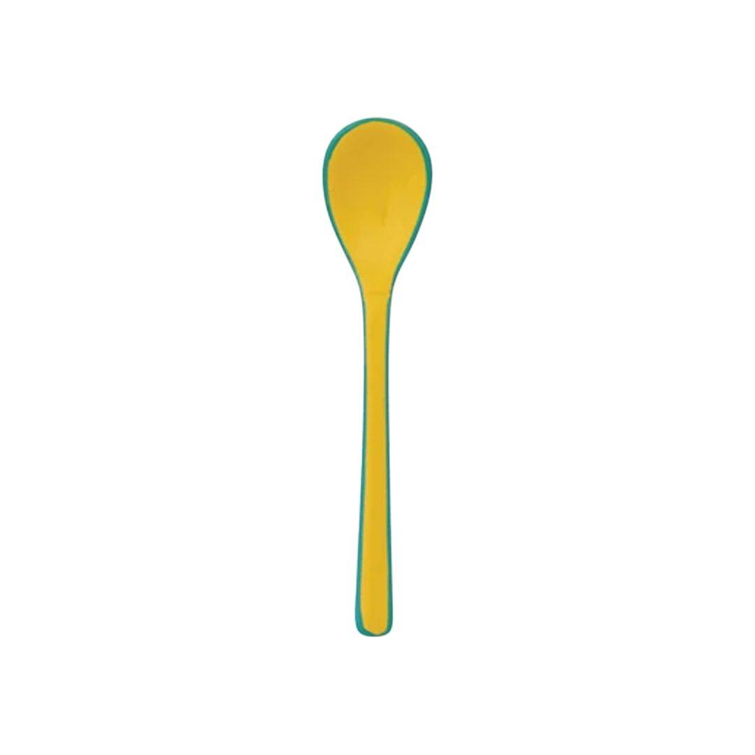 Enameled Stainless Steel Salt & Pepper Spoon - Yellow With Green Trim