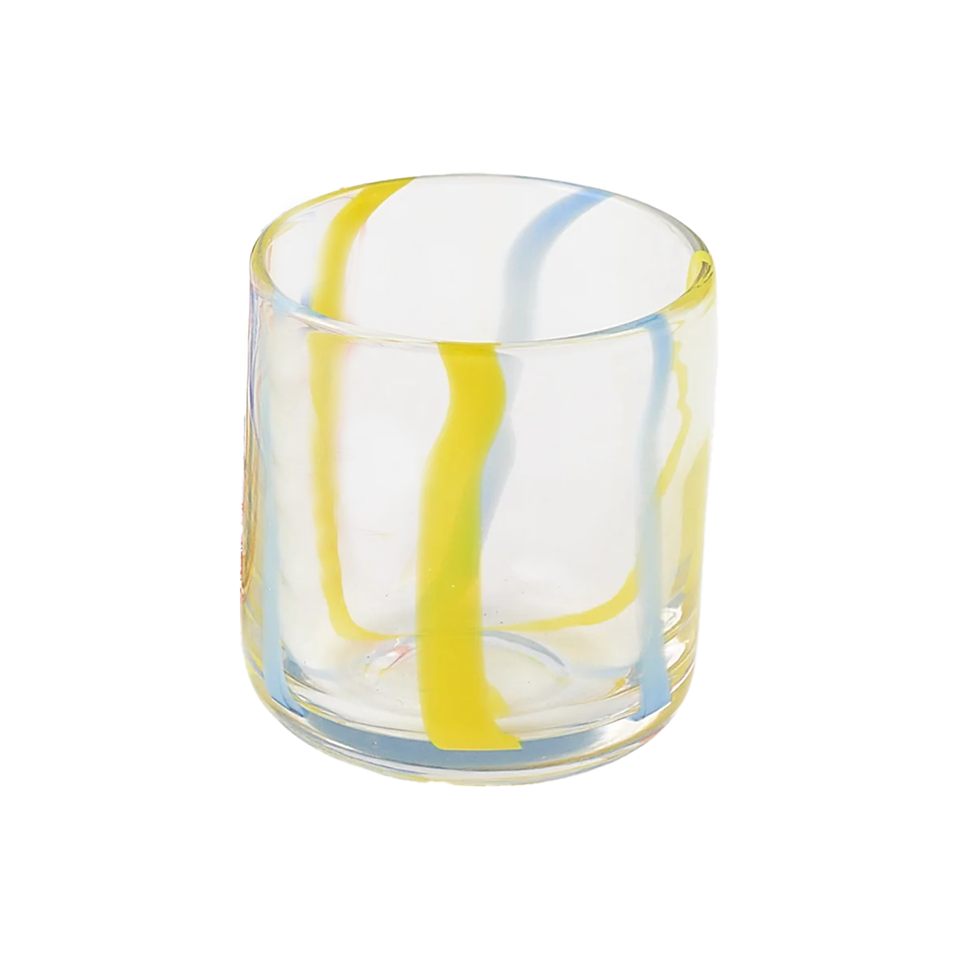 Striped Drinking Glass - Yellow & Blue Striped