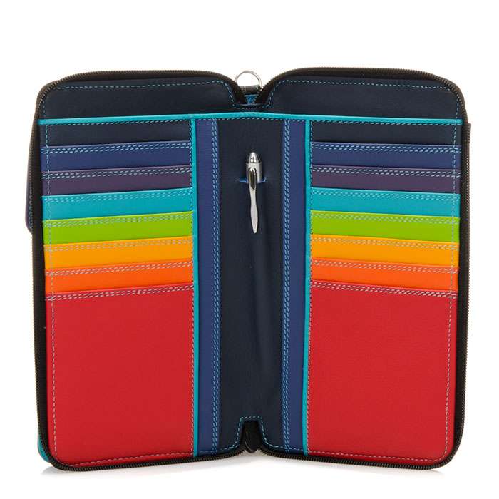 Zip Multi Purse With Shoulder Strap - Black