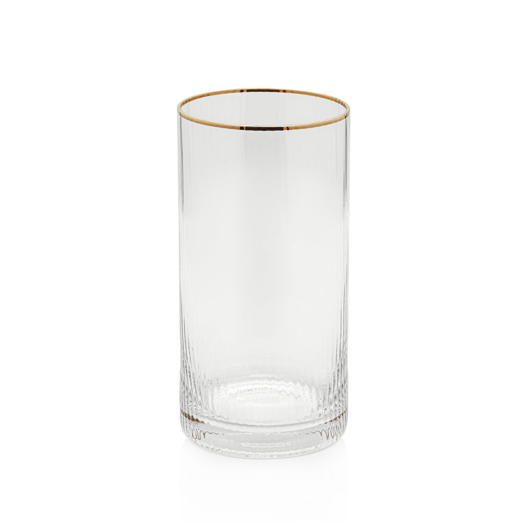 Optic Highball Glass With Gold Rim