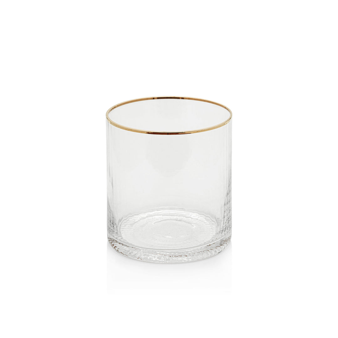 Optic Rocks Glass With Gold Rim