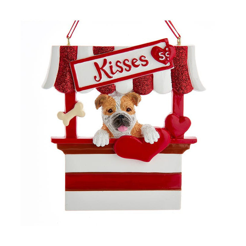 Dog "Kisses" Kissing Booth Ornament - Bulldog
