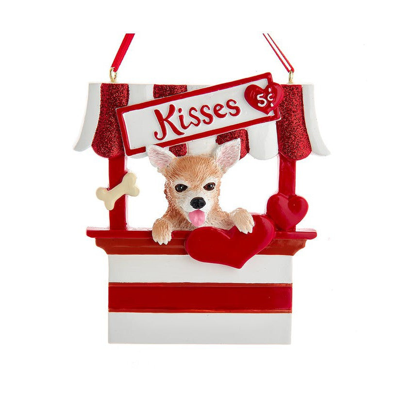 Dog "Kisses" Kissing Booth Ornament - Chihuahua