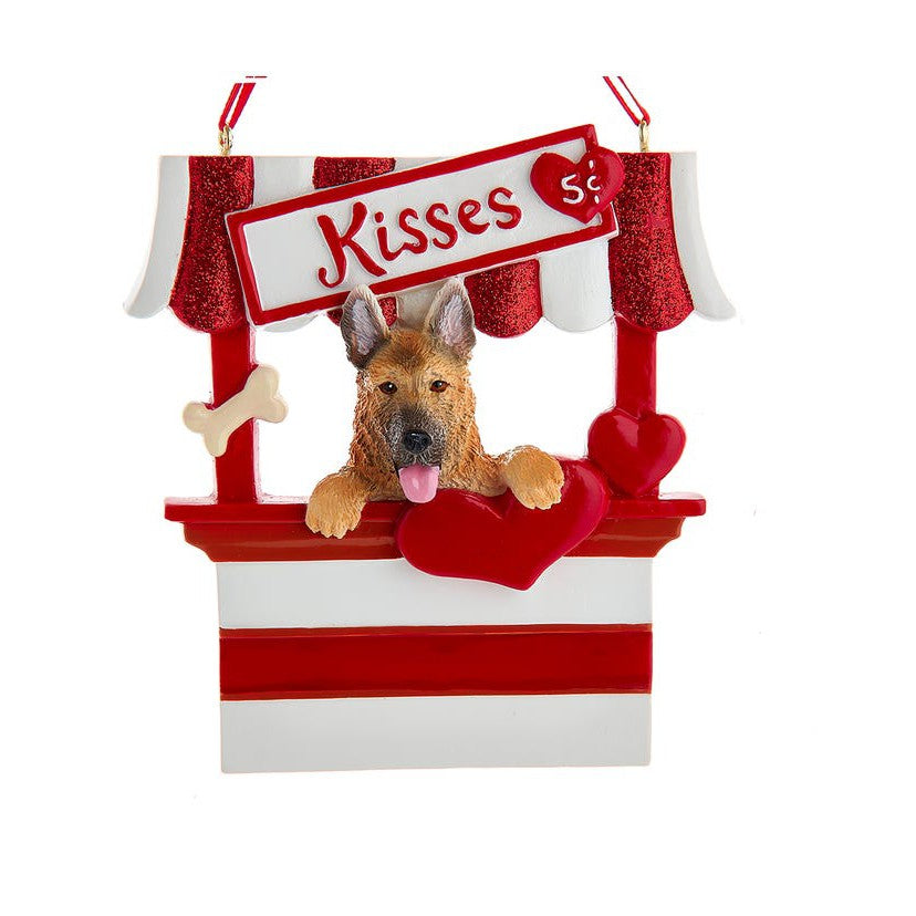 Dog "Kisses" Kissing Booth Ornament - German Shepard