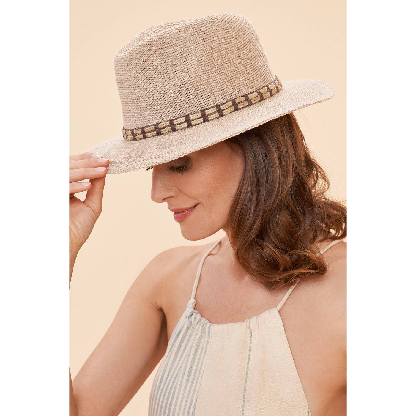 Natalie Natural Hat with Rope Band